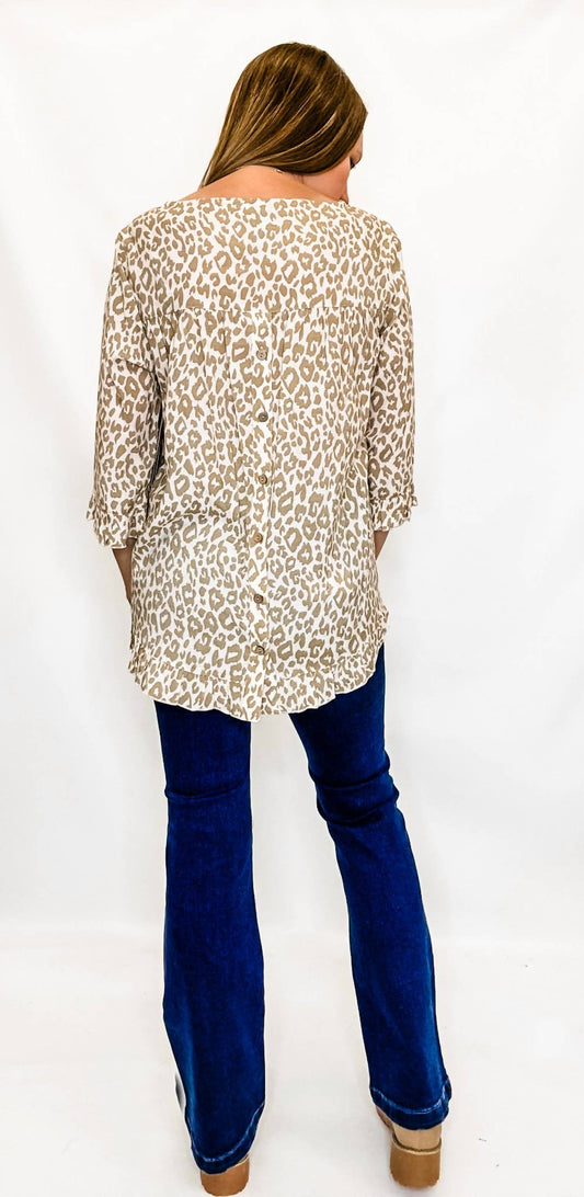 Multiples - Leopard Top With Ruffle Accent