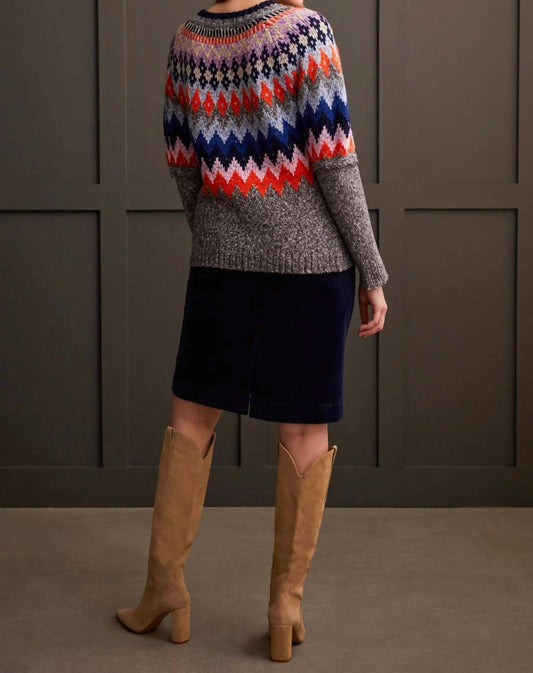 Tribal - MIX GROUND INTARSIA RIBBED SWEATER