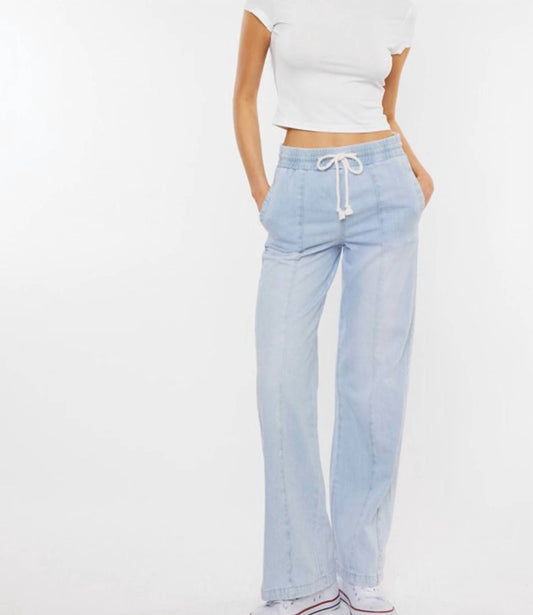 Kancan - Alina High Rise Pull On Wide Flared Jeans