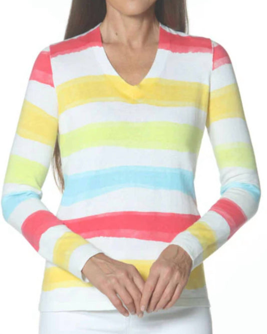 J'Envie/Eli - V-neck Striped Top