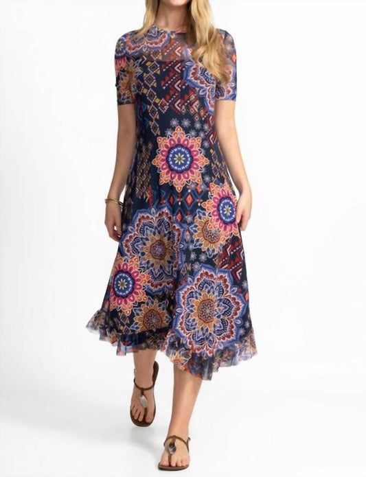 Johnny Was - MESH ELBOW SLEEVE ASYMMETRIC HEM DRESS