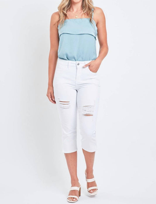 Ymi - Women's Curvy High Rise Side Slit Hem Capri Pants