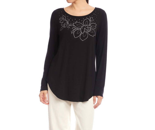 Karen Kane - Long Sleeve Embellished Shirttail Top