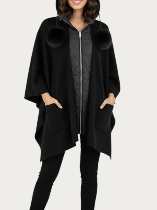 Mitchie'S Matchings - Poncho With Hood And Fox Poms