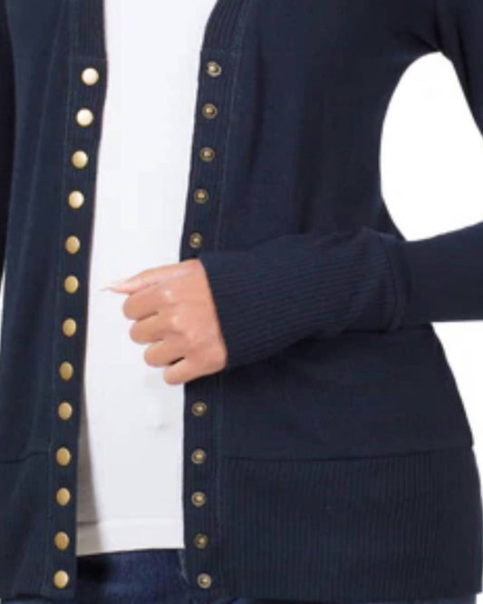 Zenana - Snap Full Sleeve Cardigan