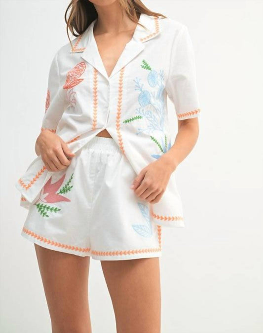 Mable - Embroidered High Waisted Shorts