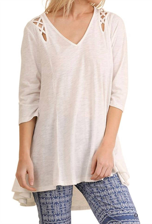 Umgee - Criss Cross Cutout Detail Tunic Top