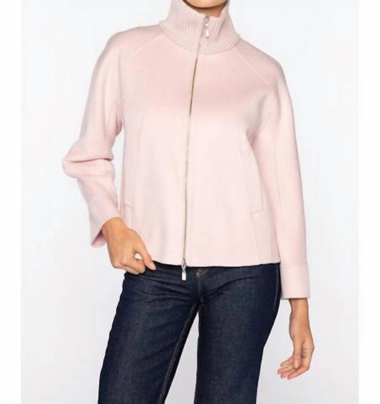 Kinross - Short Knit Trim Zip Mock Coat