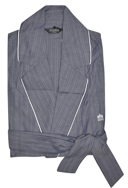 Men's Striped Belted Cotton Robe