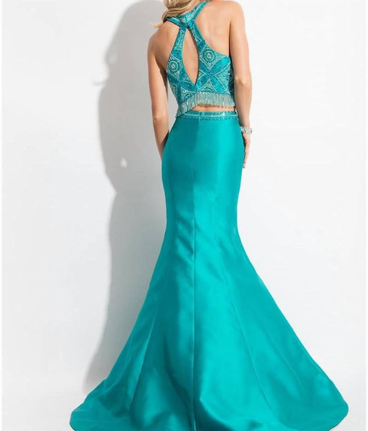 Rachel Allan - Two-piece Beaded Mikado Prom Gown