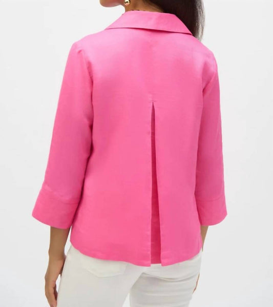 Joseph Ribkoff - Linen Boxy Top With Shirt Collar