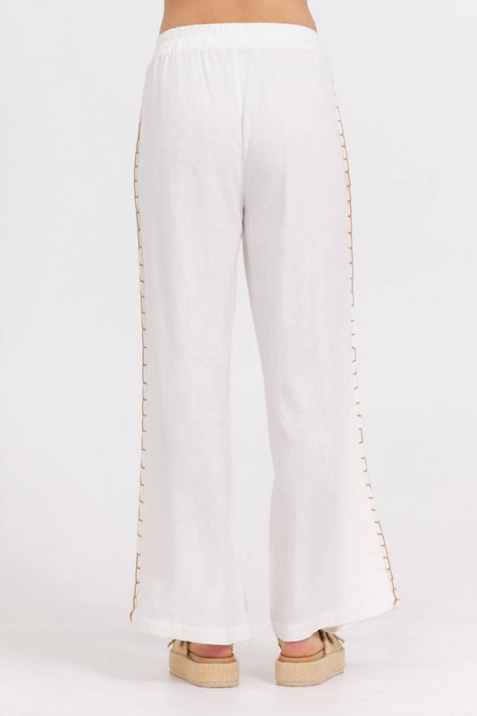 Vintage Havana - Washed Linen Wide Leg Pants With Whip Stitch