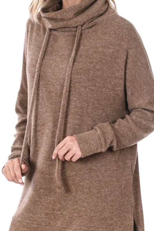 Zenana - Brushed Melange Funnel Neck Sweater
