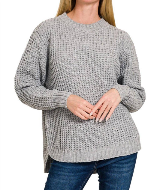 Zenana - Feeling Flawless Waffle Knit Sweater