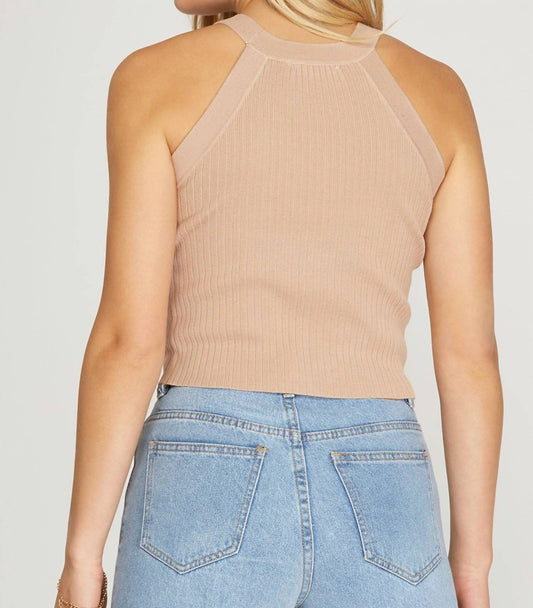 She + Sky - Sleeveless Rib Knit Sweater Tank