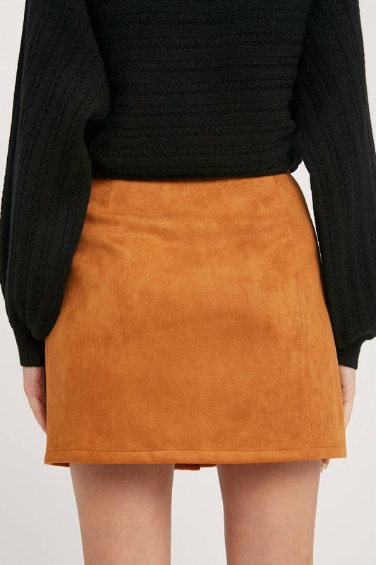 Bluivy - Button-Up Suede Mini Skirt