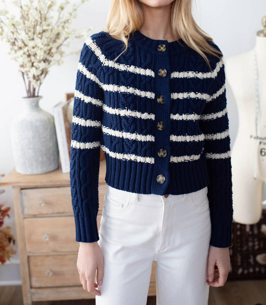 Marea - Striped Cable Cardigan