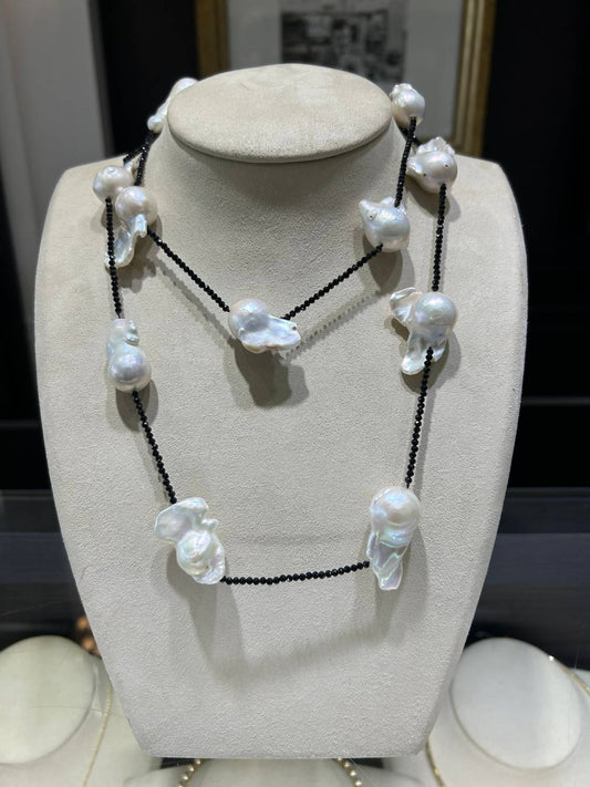 Normani - Women's Spinel & Baroque Pearls Necklace