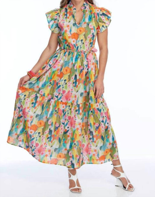 Lior - Ruffle Neck Tiered Midi Dress