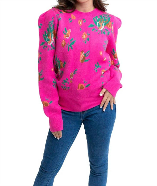 Karlie - FLORAL PUFF SLEEVE SWEATER