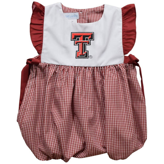Vive La Fete - Girl's Texas Tech Raiders Embroidered Gingham Bubble