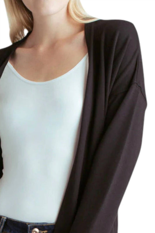 Kensie - Long Sleeve Draped Fleece Knit Jacket With Pockets