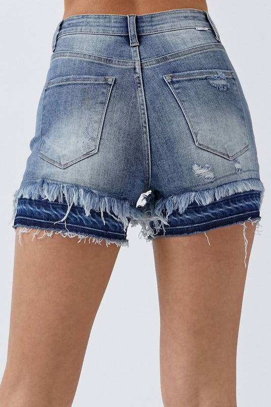 HIGH RISE PATECHED LEG SHORTS