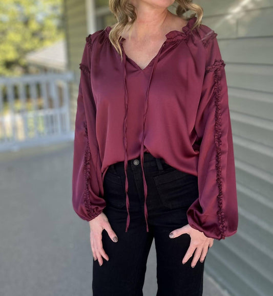 Haptics - Satin Long Sleeve Blouse - Plus