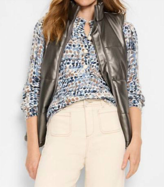 Nic + Zoe - Metallic Faux Leather Puffer Vest