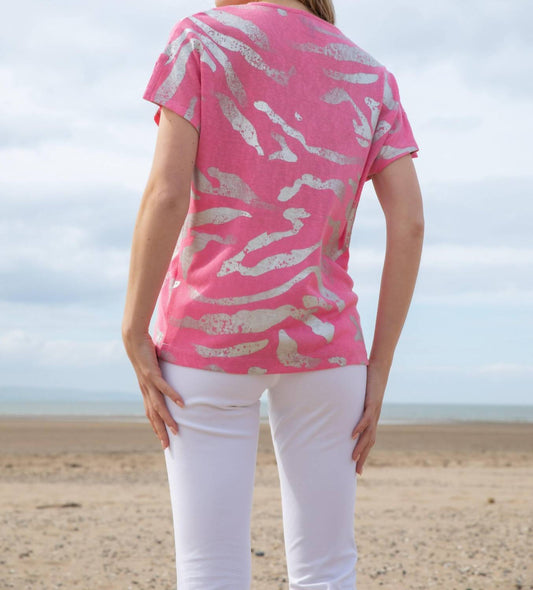 Marble - V-neck Foil Print Top