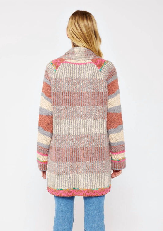 Lovestitch - Heathered Stripe Chunky Soft and Chunky Cardigan