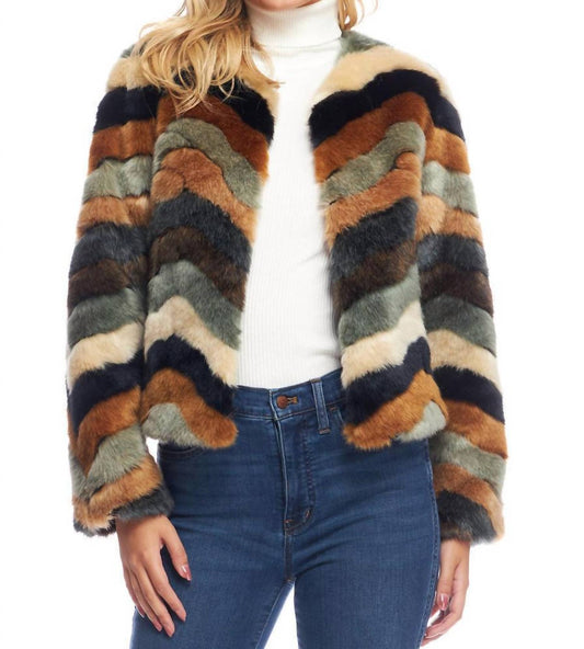 Fabulous Furs - Desert Chevron Faux Fur Jacket