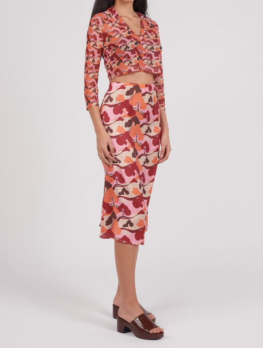 Tree Print Satin Skirt