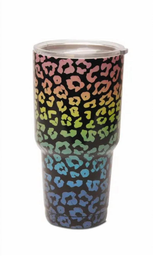 Beauty Stash - Rainbow Leopard Tumbler