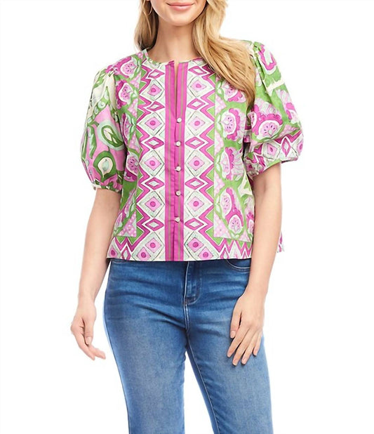 Karen Kane - Puff Sleeve Button-Front Shirt