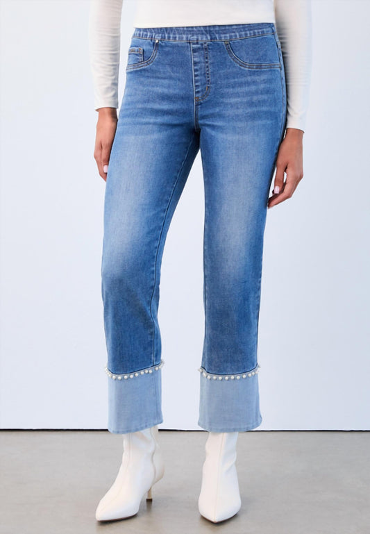 Fdj - Pull On Pearl Trim Denim Jeans