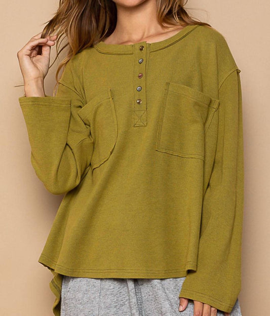 Pol - Time With You Waffle Henley Top