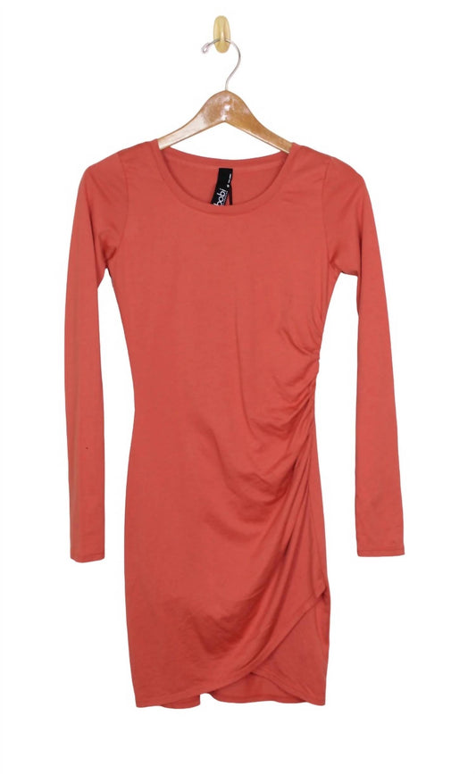 Bobi - Women's Long Sleeve Side Shirred Dress