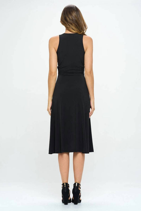 Reneec. - Deep V Neck Dress with Slit