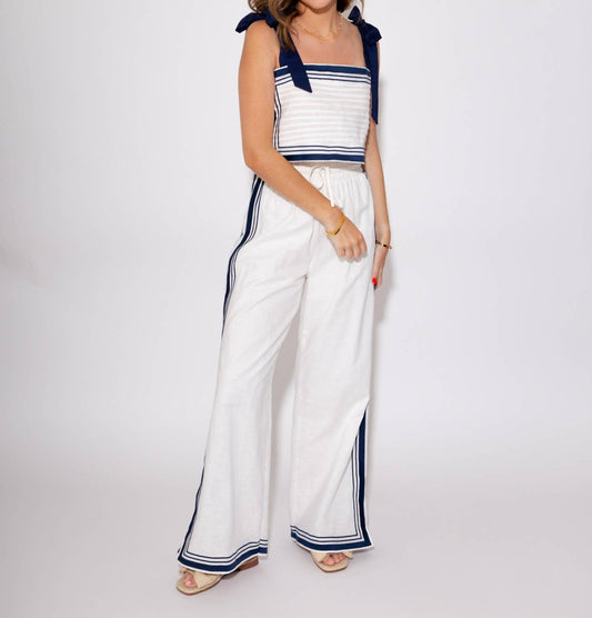 Mable - Sail Away Chevron Two Piece Linen Set