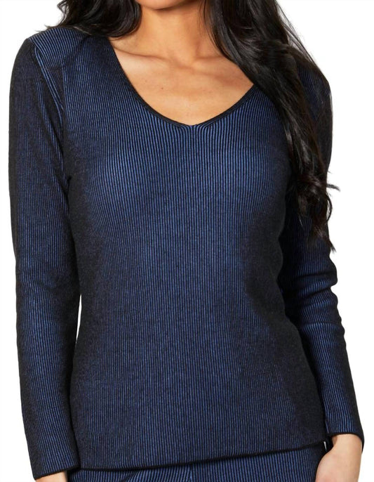 Two Tone Ribbed V-Neck Top