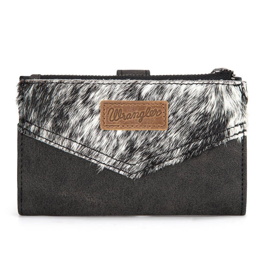 Wrangler - Genuine Hair-On Cowhide Card Holder Bi-Fold Wallet