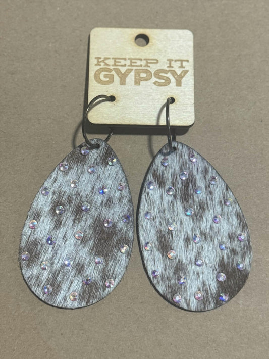 Keep It Gypsy - Women's Cowhide With Crystals Earrings