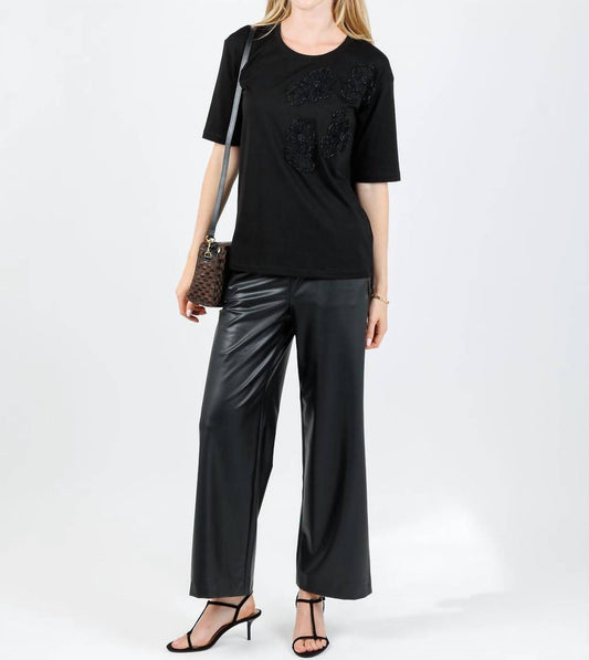 Leo Ugo - Ines Floral Bead Detail Short Sleeve Tee