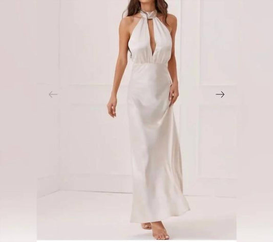 Something Navy - Silky Halter Cutout Gown