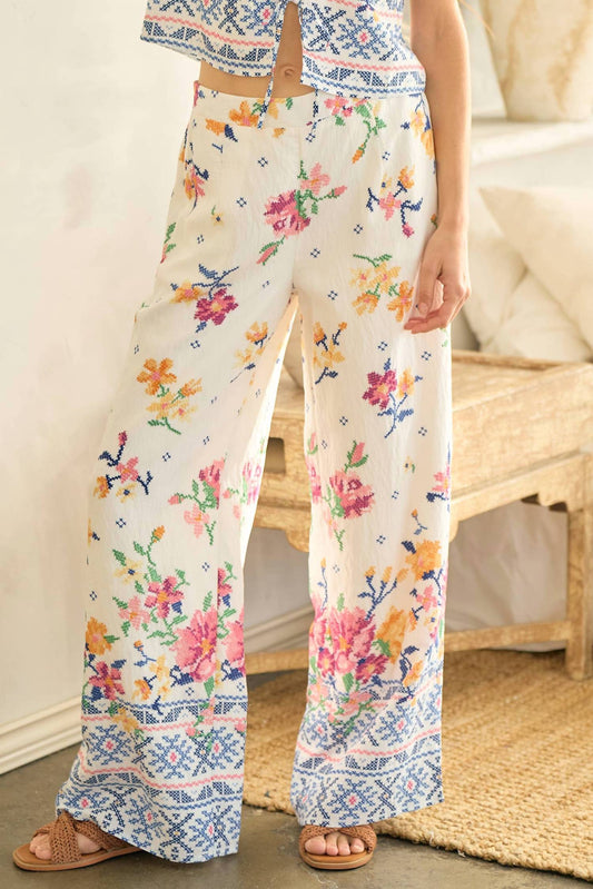Lalavon - Elastic Floral Pant
