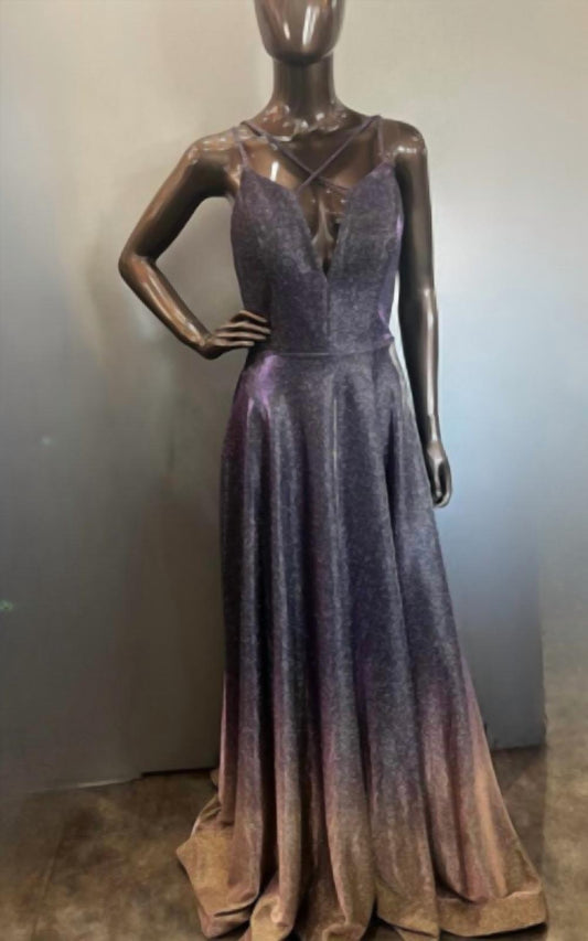 Jovani - Ombre Glitter A-Line Dress