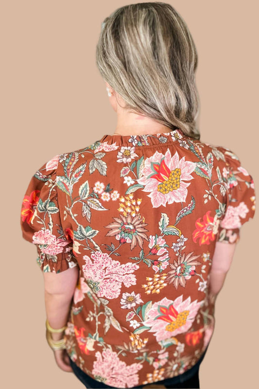 Shewin - Floral V-neck Top