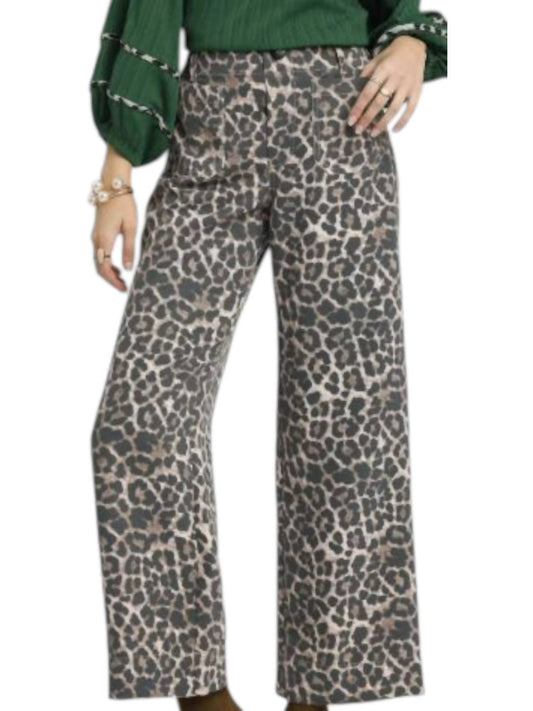 Umgee - Animal Print Wide Leg Pants