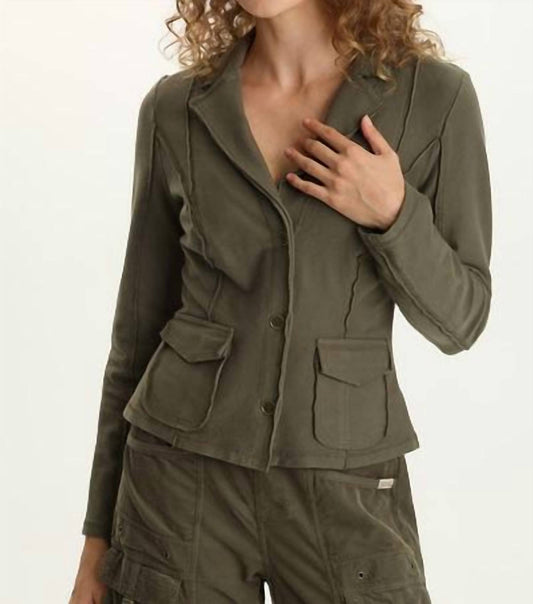 Xcvi - Fitted Twill Knit Stretch Blazer Jacket